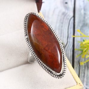 Moroccan Seam Agate Size US 11 925 Sterling Silver Ring (REXT3-100)