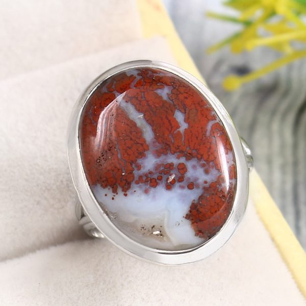 Moroccan Seam Agate Size US 7 925 Sterling Silver Ring (REXT3-123)