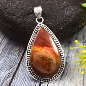 Moroccan Seam Agate 1.25" 925 Sterling Silver Pendant (REXT3-145)
