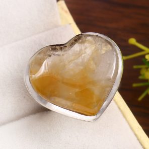 Yellow Moss Agate Size US 7 925 Sterling Silver Ring (RS22-146)