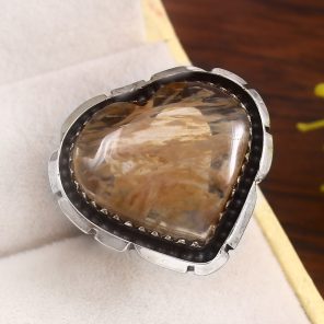 Yellow Moss Agate Size US 7 925 Sterling Silver Ring (RS22-104)