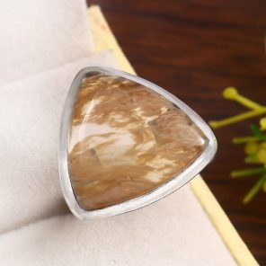 Yellow Moss Agate Size US 8 925 Sterling Silver Ring (RS22-144)