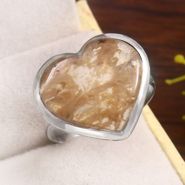 Yellow Moss Agate Size US 12 925 Sterling Silver Ring (RS22-148)