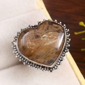 Yellow Moss Agate Size US 9 925 Sterling Silver Ring (RS22-124)