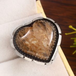 Yellow Moss Agate Size US 10 925 Sterling Silver Ring (RS22-108)