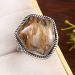 Yellow Moss Agate Size US 12 925 Sterling Silver Ring (RS22-117)