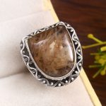Yellow Moss Agate Size US 5 925 Sterling Silver Ring (RS22-137)