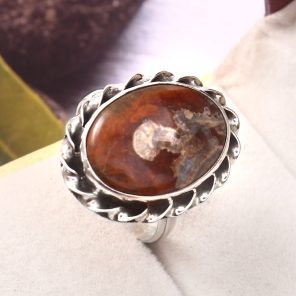 Indonesian Red Marcasite Size US 10 925 Sterling Silver Ring (RS64-68)