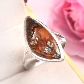 Indonesian Red Marcasite Size US 10 925 Sterling Silver Ring (RS64-93)
