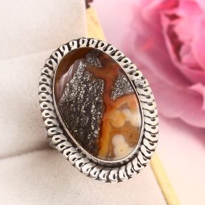 Indonesian Red Marcasite Size US 10 925 Sterling Silver Ring (RS64-69)