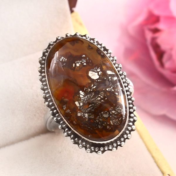 Indonesian Red Marcasite Size US 12 925 Sterling Silver Ring (RS64-80)