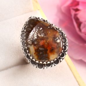 Indonesian Red Marcasite Size US 7 925 Sterling Silver Ring (RS64-47)