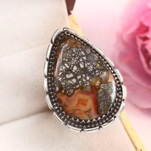 Indonesian Red Marcasite Size US 10 925 Sterling Silver Ring (RS64-20)