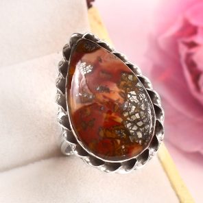Indonesian Red Marcasite Size US 9 925 Sterling Silver Ring (RS64-59)