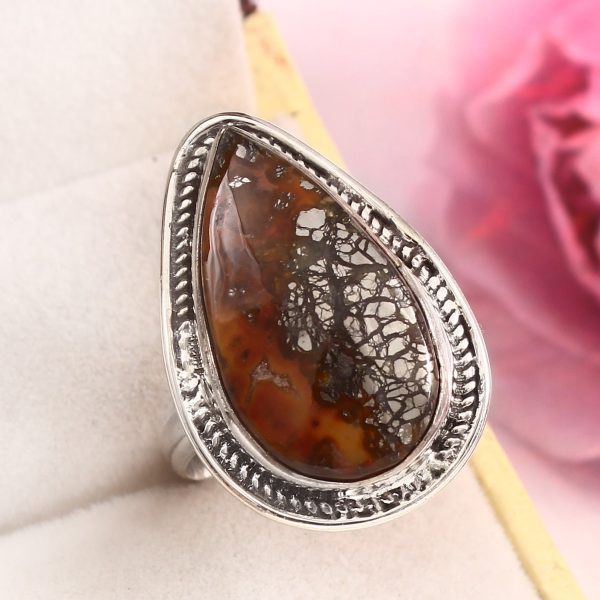 Indonesian Red Marcasite Size US 9 925 Sterling Silver Ring (RS64-60)
