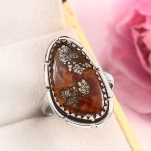 Indonesian Red Marcasite Size US 8 925 Sterling Silver Ring (RS64-16)