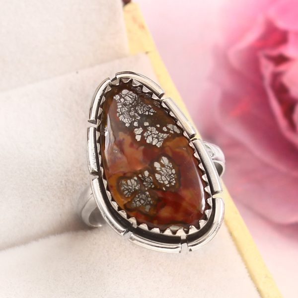 Indonesian Red Marcasite Size US 8 925 Sterling Silver Ring (RS64-16)