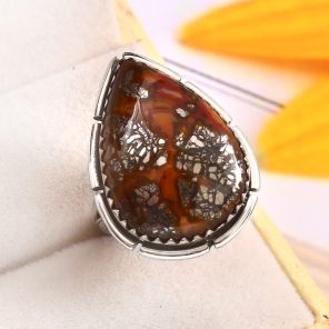 Indonesian Red Marcasite Size US 8 925 Sterling Silver Ring (RS64-15)