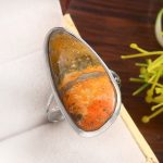 Bumble Bee Jasper Size US 12 925 Sterling Silver Ring (REXT39-74)