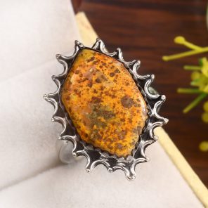 Bumble Bee Jasper Size US 12 925 Sterling Silver Ring (REXT39-51)
