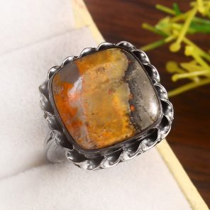 Bumble Bee Jasper Size US 11 925 Sterling Silver Ring (REXT39-47)
