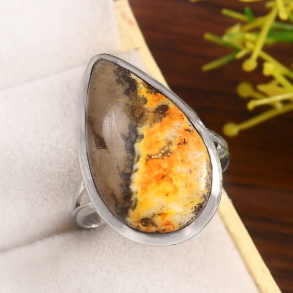 Bumble Bee Jasper Size US 11 925 Sterling Silver Ring (REXT39-71)