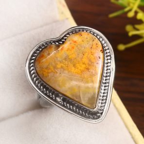 Bumble Bee Jasper Size US 11 925 Sterling Silver Ring (REXT39-49)