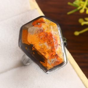 Bumble Bee Jasper Size US 8 925 Sterling Silver Ring (REXT39-67)