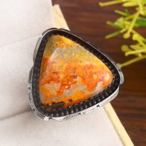 Bumble Bee Jasper Size US 10 925 Sterling Silver Ring (REXT39-55)