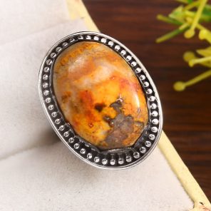 Bumble Bee Jasper Size US 5 925 Sterling Silver Ring (REXT39-27)