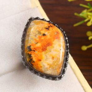 Bumble Bee Jasper Size US 5 925 Sterling Silver Ring (REXT39-28)