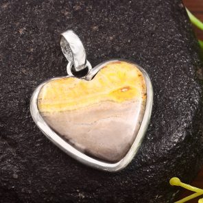 Bumble Bee Jasper 1" 925 Sterling Silver Pendant (REXT39-76)