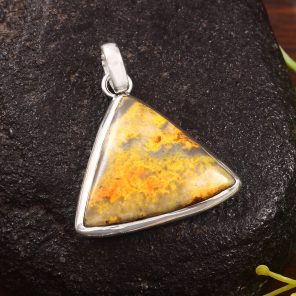 Bumble Bee Jasper 1" 925 Sterling Silver Pendant (REXT39-77)
