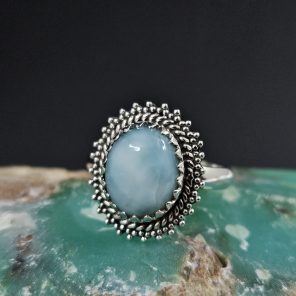 Larimar 925 Sterling Silver Ring (REXT65-13)