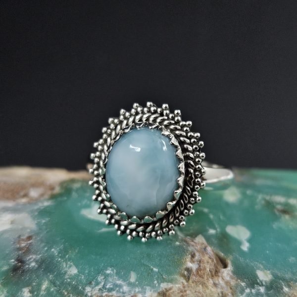 Larimar 925 Sterling Silver Ring (REXT65-13)