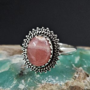 Rhodochrosite 925 Sterling Silver Ring (REXT62-133)