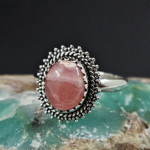 Rhodochrosite 925 Sterling Silver Ring (REXT62-133)