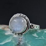 Rainbow Moonstone 925 Sterling Silver Ring (REXT65-15)
