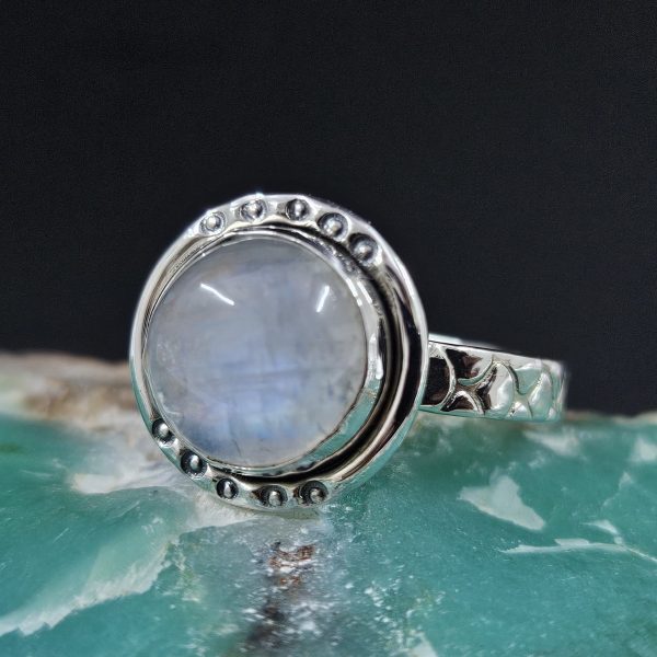 Rainbow Moonstone 925 Sterling Silver Ring (REXT65-15)