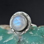 Rainbow Moonstone 925 Sterling Silver Ring (REXT65-17)