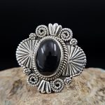 Black Onyx 925 Sterling Silver Ring (RS102-50)