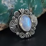 Rainbow Moonstone 925 Sterling Silver Ring (RS102-48)