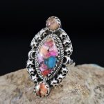 Pink Dahlia Turquoise 925 Sterling Silver Ring (RS100-189)