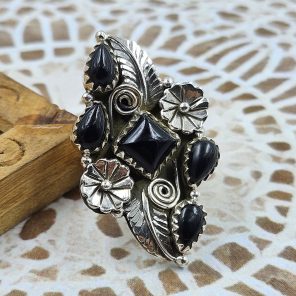 Black Onyx 925 Sterling Silver Ring (REXT30-86)