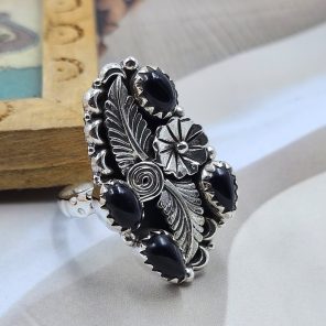 Black Onyx 925 Sterling Silver Ring (REXT72-224)