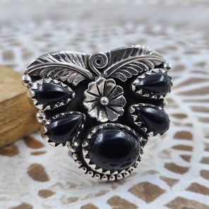 Black Onyx 925 Sterling Silver Ring (REXT5-8)