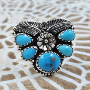 Kingman Turquoise 925 Sterling Silver Ring (REXT5-5)