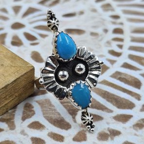 Kingman Turquoise 925 Sterling Silver Ring (REXT59-9)