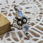 Rainbow Moonstone 925 Sterling Silver Ring (REXT59-8)