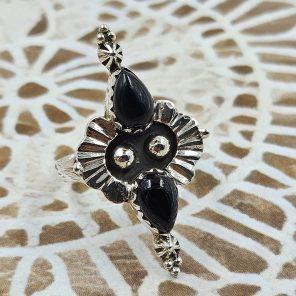 Black Onyx 925 Sterling Silver Ring (REXT59-7)